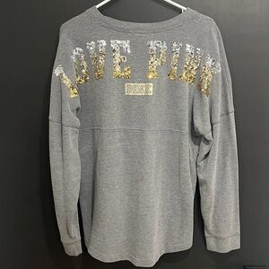 PINK Victoria's Secret Ombre Sequin Varsity Sweatshirt
